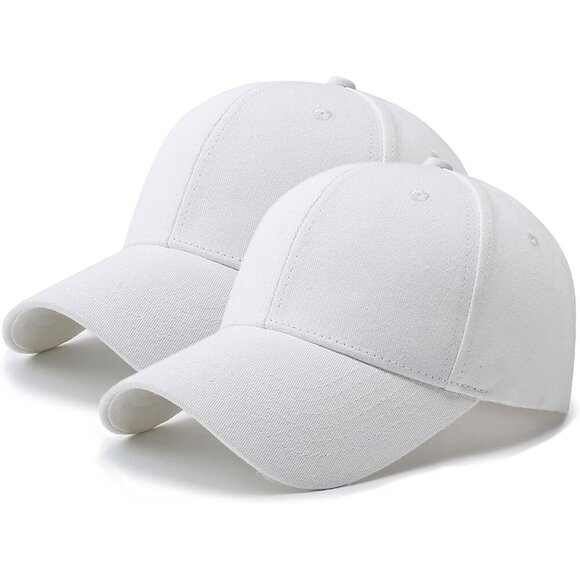 2 Packs White+white Baseball Cap Golf Dad Hat For Men And Women